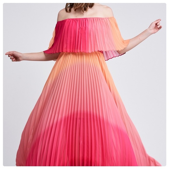 Olivia Tie Dye Pleated Off Shoulder Maxi Dress - Picture 8 of 8
